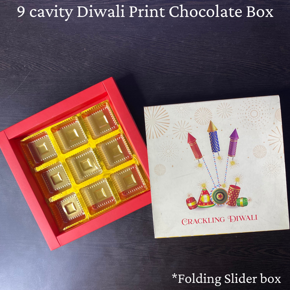 Diwali Printed 9 Cavity Peach Chocolate Box | Pack of 10pcs