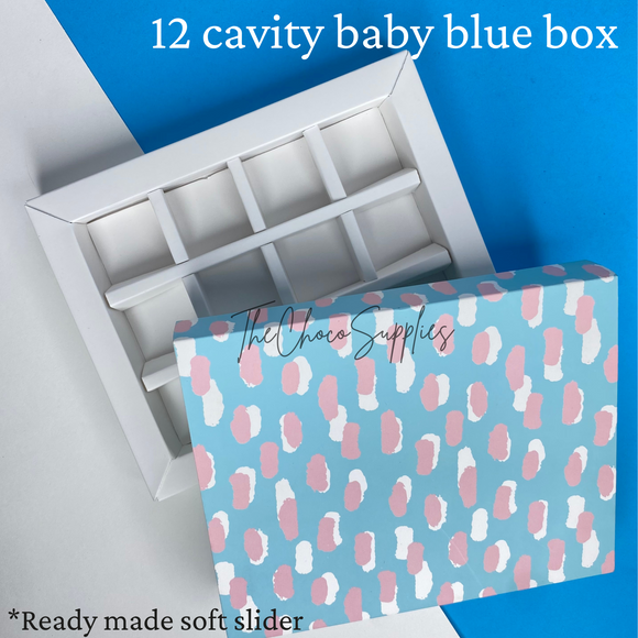 Baby Blue Pre-made 12 cavity soft slider chocolate box | Pack of 5pcs