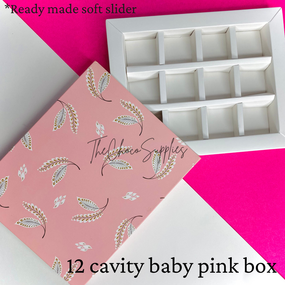 Baby Pink Pre-made 12 cavity soft slider chocolate box | Pack of 5pcs