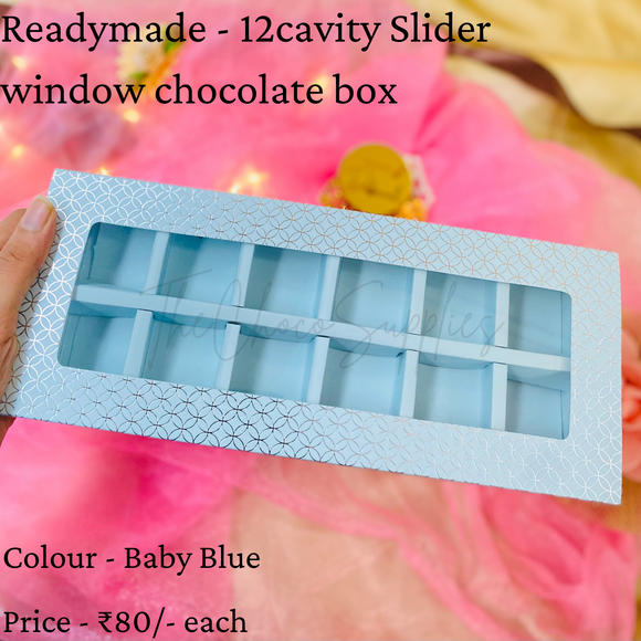Baby Blue 12 Cavity Pre-Made Window Chocolate Box | Pack Of 5pcs