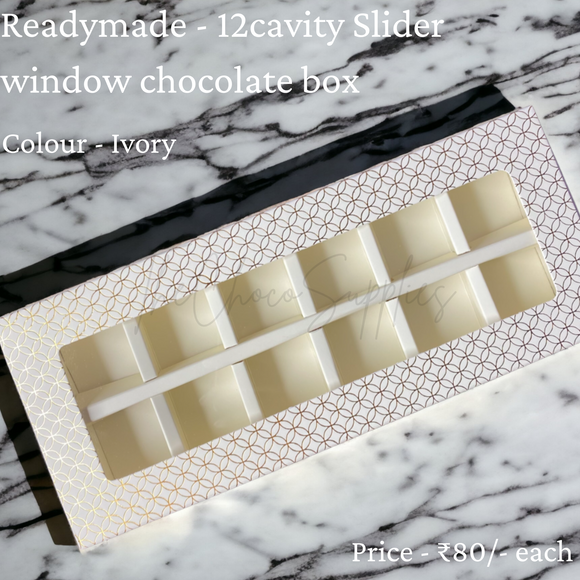 Ivory 12 Cavity Pre-made Window Chocolate box | Pack of 5pcs