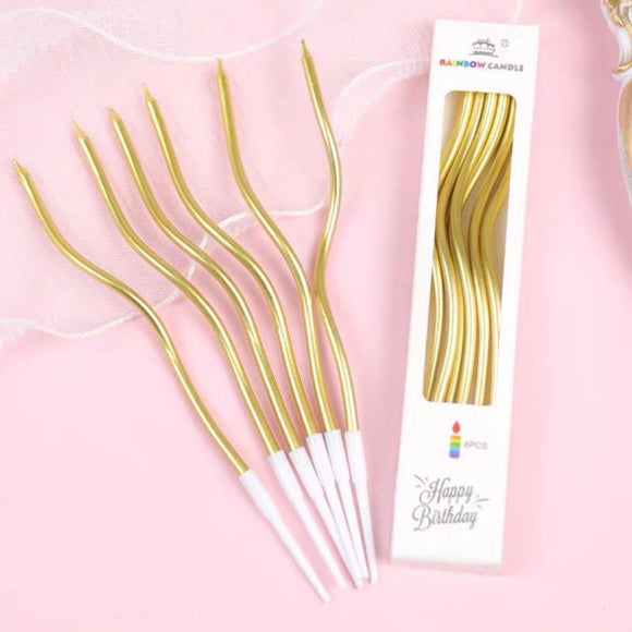 Spiral Candles (Pack Of 6pcs) | Gold