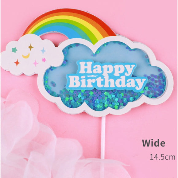 Blue Cloud Rainbow | Happy Birthday Cake Topper For Kids
