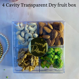 4 cavity Transparent Dry fruit Box | Hard Plastic | Pack of 5
