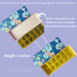 12 Cavity Blue Tropical Print Hard Chocolate/Truffle Box | Pack of 5