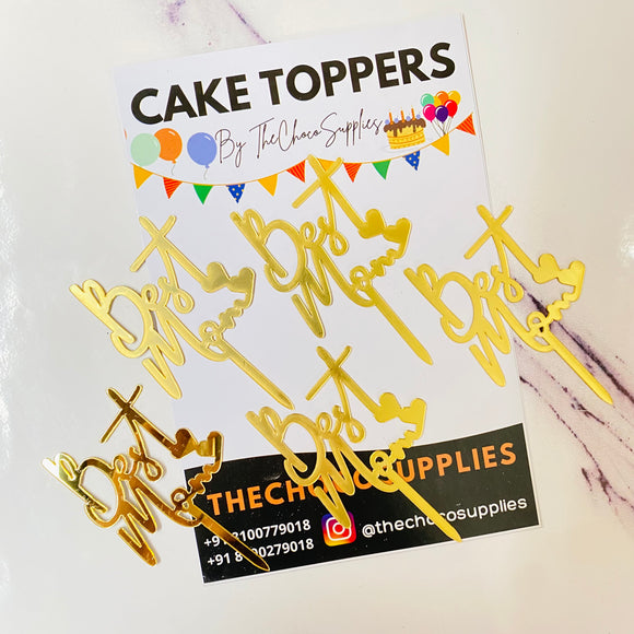 Buy Pack of 5pcs Best Mom Mini Cake Topper 