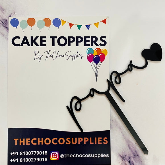 papa written cake topper in black colour for father's day