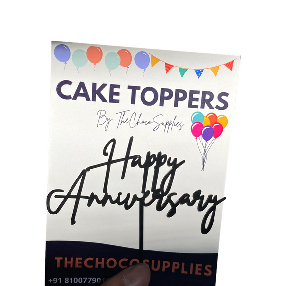 Happy Anniversary Cake Topper | Stylish | Black