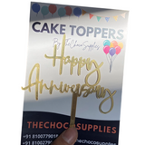 Happy Anniversary Cake Topper | Gold