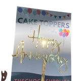 Happy Anniversary Cake Topper | Gold