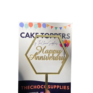 Happy Anniversary Cake topper | Hexagon Design