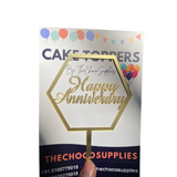 Happy Anniversary Cake topper | Hexagon Design