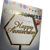 Happy Anniversary Cake topper | Hexagon Design