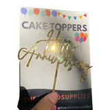 Happy Anniversary Cake Topper | Stylish | Gold