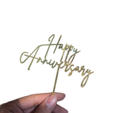 Happy Anniversary Cake Topper | Stylish | Gold