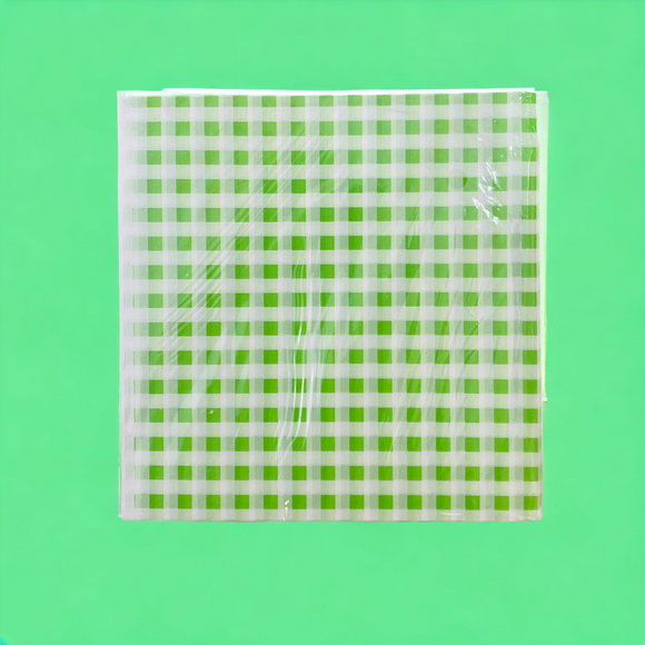 Green and White Chex Printed Butter Paper | Pack of 50pcs