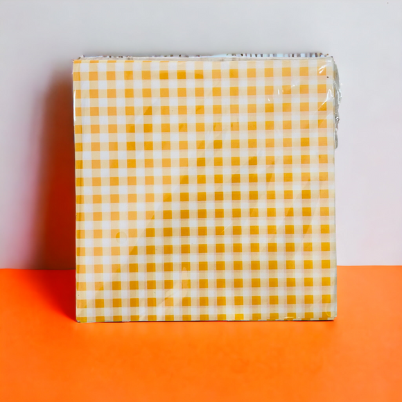 Light Orange and White Chex Printed Butter Paper | Pack of 50pcs