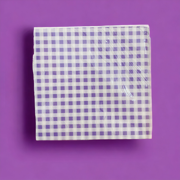 Purple and White Chex Printed Butter Paper | Pack of 50pcs