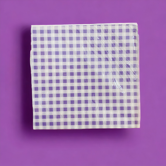 Purple and White Chex Printed Butter Paper | Pack of 100pcs
