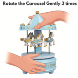 Blue Carousel Cake Topper | Musical Rotating Horse Miniature figure