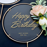 Premium Round Transparent , Metal Rim Happy Birthday Cake Topper