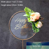 Premium Round Transparent , Metal Rim Happy Birthday Cake Topper