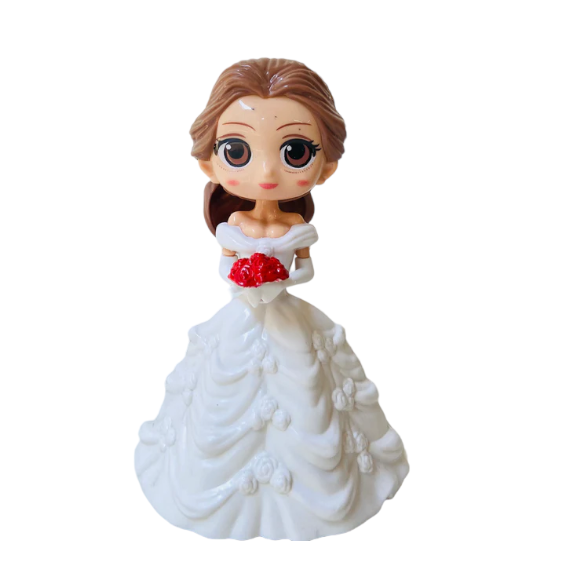 White Colour Cake doll holding bouquet
