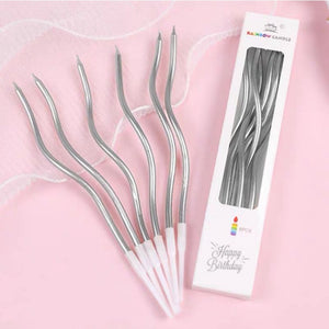 Spiral Candles (Pack Of 6pcs) | Silver