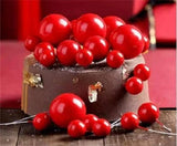 Shiny Red Colour Faux Balls For Cake Decoration | Pack of 20pcs | Glossy Finish