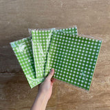 Green and White Chex Printed Butter Paper | Pack of 100pcs