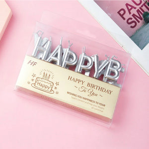 Happy Birthday Candle set | SIlver