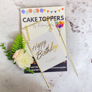 Premium Rectangle White , Metal Rim Happy Birthday Cake Topper