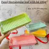 Fancy Printed Rectangular Loaf liner with Lid | Pack of 25pcs | NOT BAKESTABLE