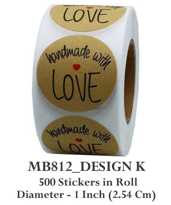 Handmade with Love Sticker 500pcs roll