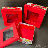 Red Floral Hamper Box (Set Of 3)