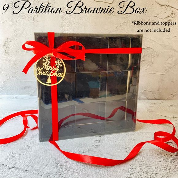 Black | Partition Brownie box of 9 | Pack of 10pcs