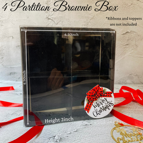 Black | Partition Brownie box of 4 | Pack of 10pcs