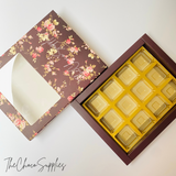 12 cavity Brown Floral Soft Slider Chocolate Box
