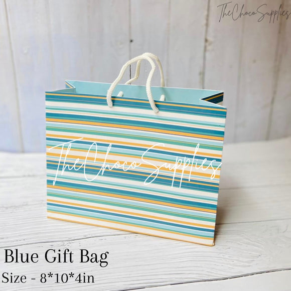 Blue Lines Printed Gift paper bag (pack of 10pcs)
