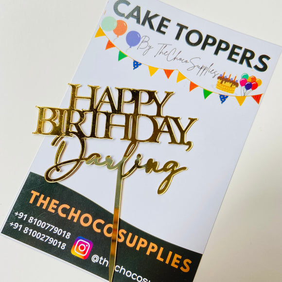Happy Birthday Darling | Cake Topper | Gold | HBD008