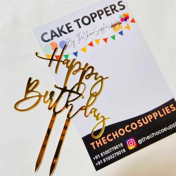 Happy Birthday | Cake Topper | Gold