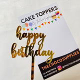 Happy Birthday Topper | Black | Gold