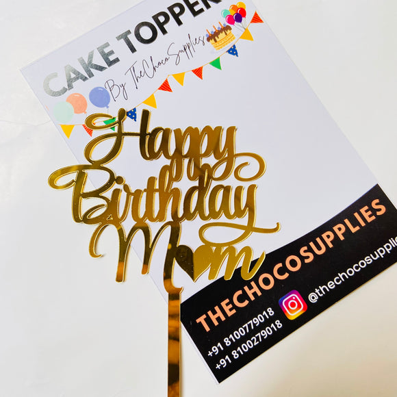 HBD Mom | Cake Topper | Gold