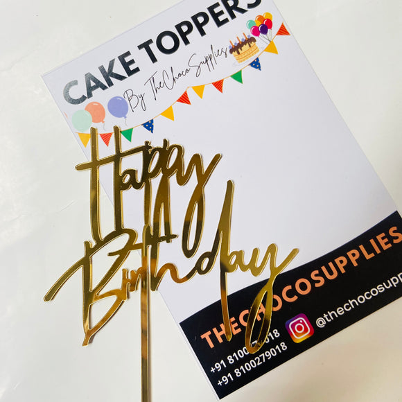 Happy Birthday Cake Topper GOLD - HBDCTG001