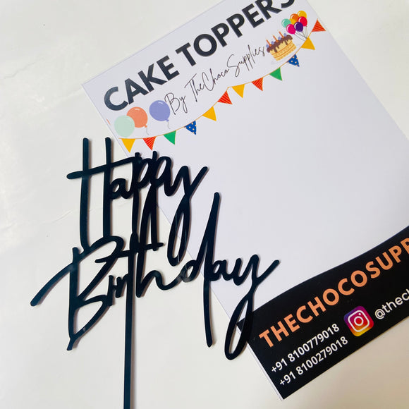 Happy Birthday | Cake Topper | Black - HBDCT001