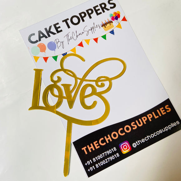 Love cake topper golden colour by thechocosupplies
