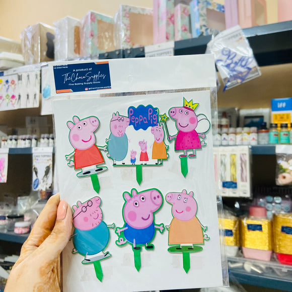 cartoon toppers, cake topper, peppa pig cake