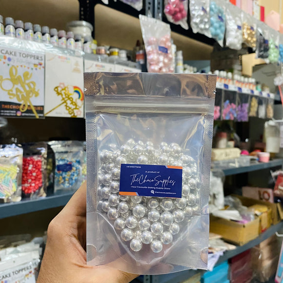Imported Quality Silver Pearls | 10mm | 50 grams