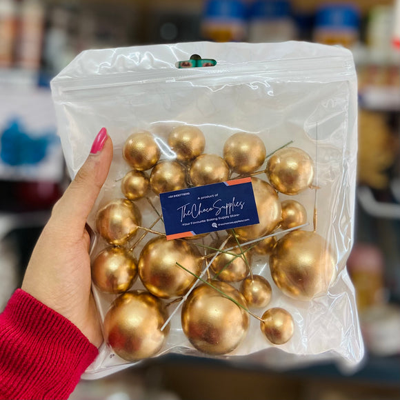 Metallic Gold colour non edible faux balls for cake decoration buy online