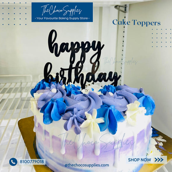 Happy Birthday Topper | Black | Gold